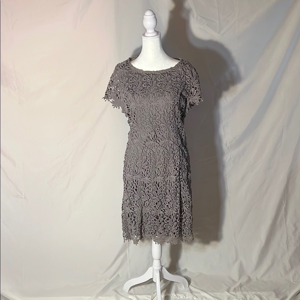 Lulus Elegant Gray Lace Dress